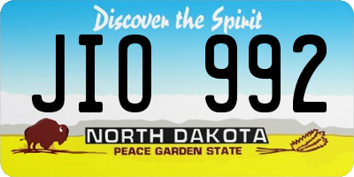 ND license plate JIO992