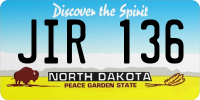 ND license plate JIR136