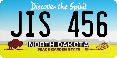 ND license plate JIS456