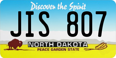 ND license plate JIS807