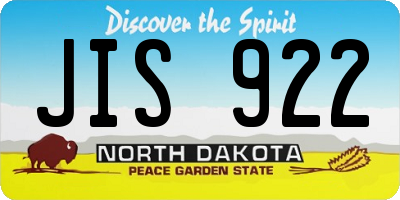 ND license plate JIS922