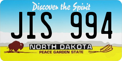 ND license plate JIS994