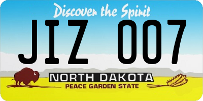 ND license plate JIZ007