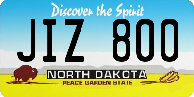 ND license plate JIZ800
