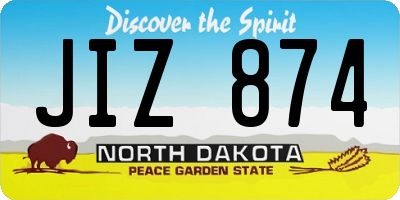 ND license plate JIZ874