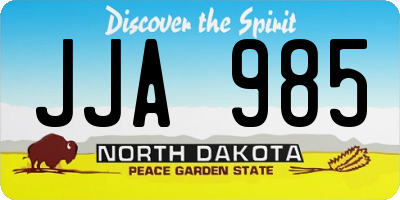ND license plate JJA985