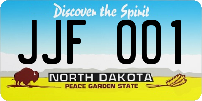 ND license plate JJF001
