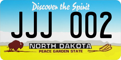 ND license plate JJJ002