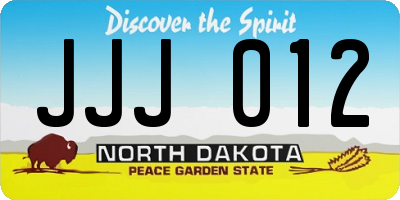 ND license plate JJJ012