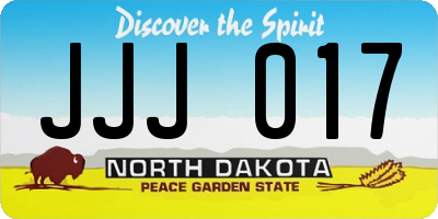 ND license plate JJJ017