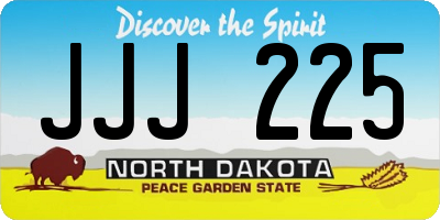 ND license plate JJJ225