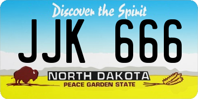 ND license plate JJK666