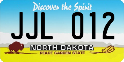 ND license plate JJL012