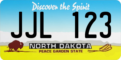 ND license plate JJL123