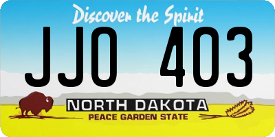 ND license plate JJO403