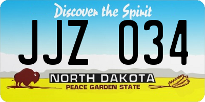 ND license plate JJZ034