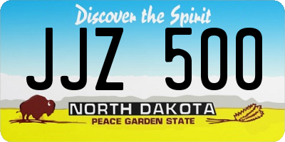 ND license plate JJZ500