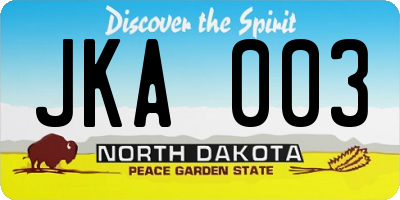 ND license plate JKA003