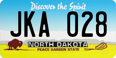 ND license plate JKA028