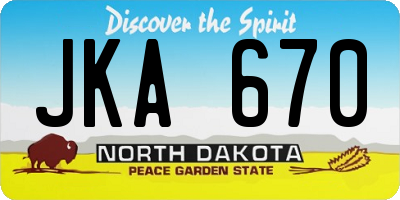ND license plate JKA670