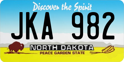 ND license plate JKA982