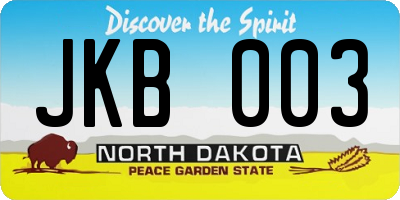 ND license plate JKB003