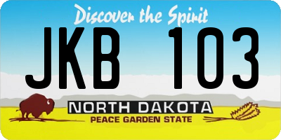 ND license plate JKB103
