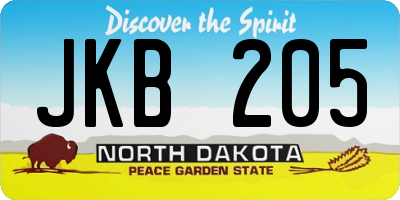 ND license plate JKB205