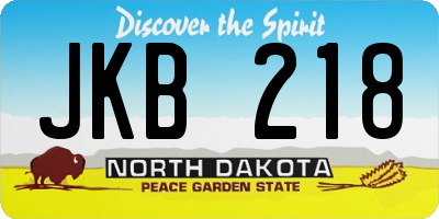 ND license plate JKB218