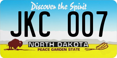 ND license plate JKC007
