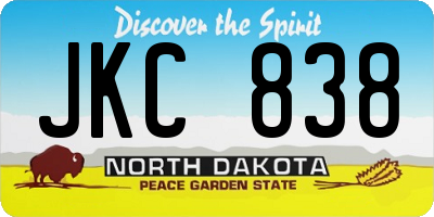 ND license plate JKC838