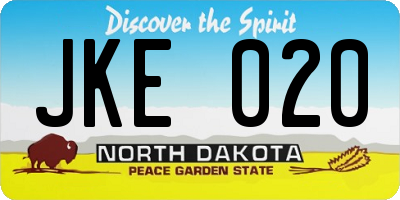 ND license plate JKE020