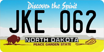 ND license plate JKE062