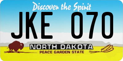 ND license plate JKE070