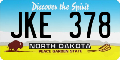 ND license plate JKE378