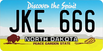 ND license plate JKE666