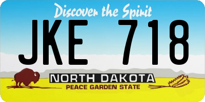 ND license plate JKE718