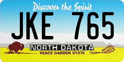 ND license plate JKE765