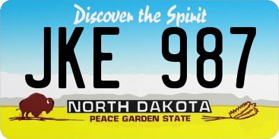 ND license plate JKE987
