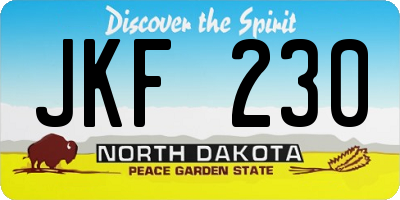 ND license plate JKF230
