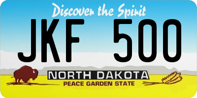 ND license plate JKF500
