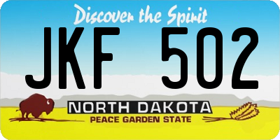 ND license plate JKF502