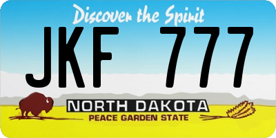 ND license plate JKF777