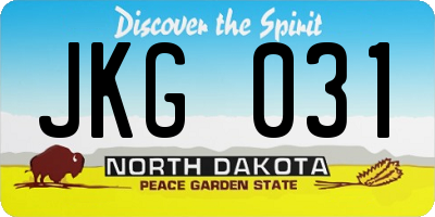 ND license plate JKG031