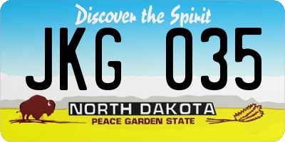 ND license plate JKG035