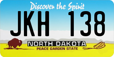 ND license plate JKH138