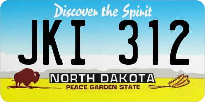 ND license plate JKI312
