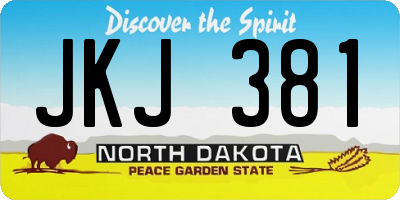 ND license plate JKJ381