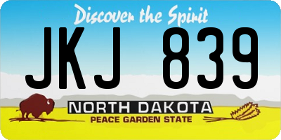 ND license plate JKJ839