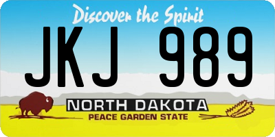 ND license plate JKJ989